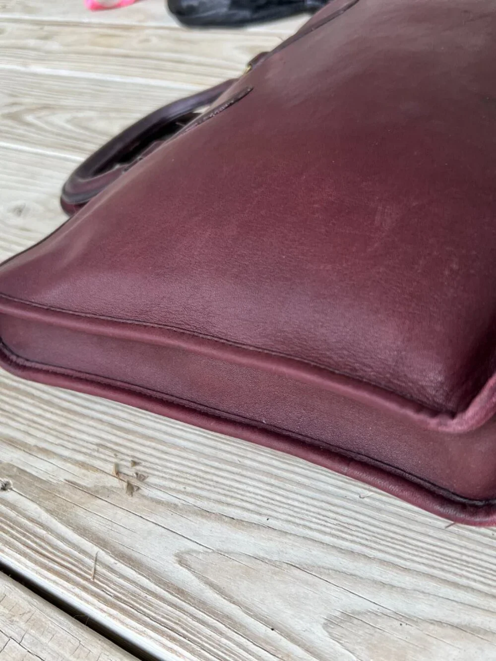 Vintage Coach glue-in label burgundy Handle Portfolio #5050 1970s 1980s rare - Picture 13 of 16